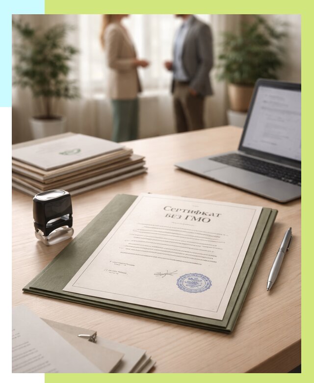 Сертификат без ГМО в Гулькевичах от 7781 р. оформить срочно Алешин-Гль